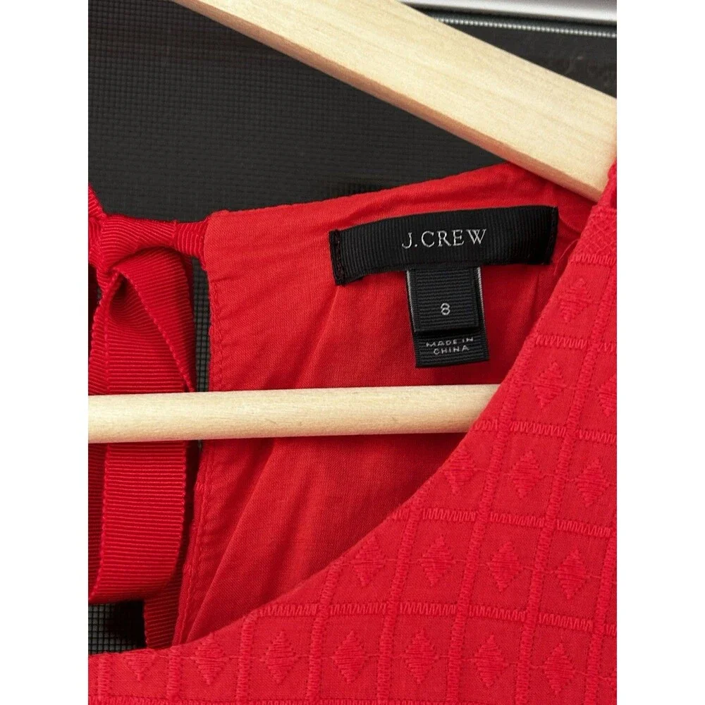 J.Crew Eyelet Flutter Sleeve Cotton Shift Dress Size 8 Coral Orange Preppy Party